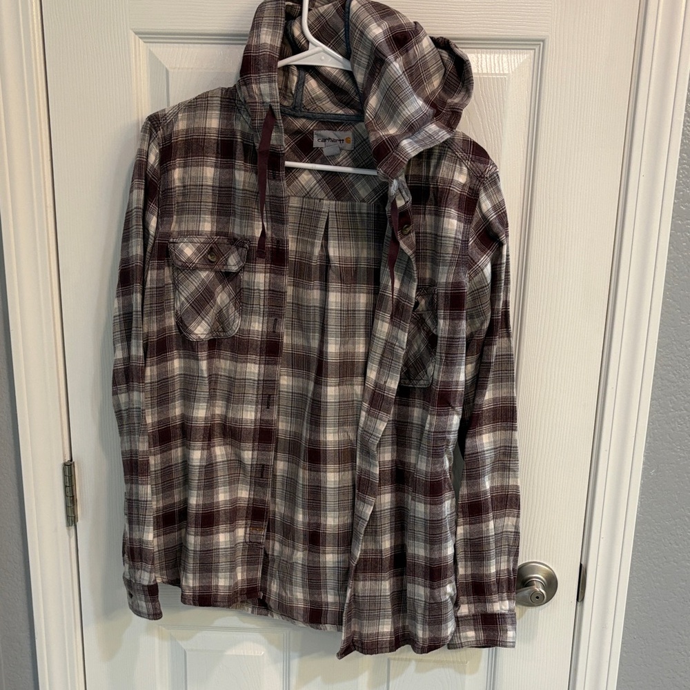 Carhartt Burgundy and Cream Plaid Shirt